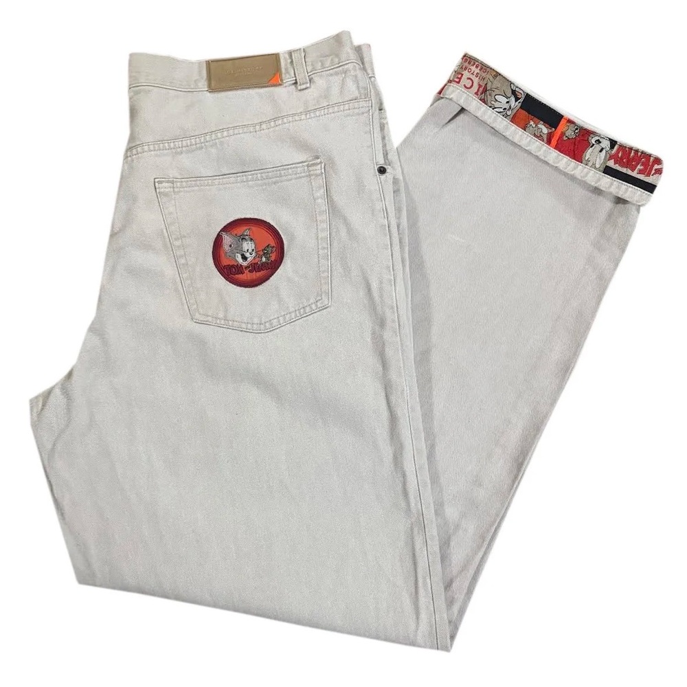 Vintage Iceberg History Tom & Jerry White Jeans (Size 42)